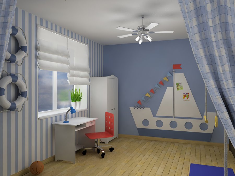 Дизайн детской комнаты для мальчика в морском стиле