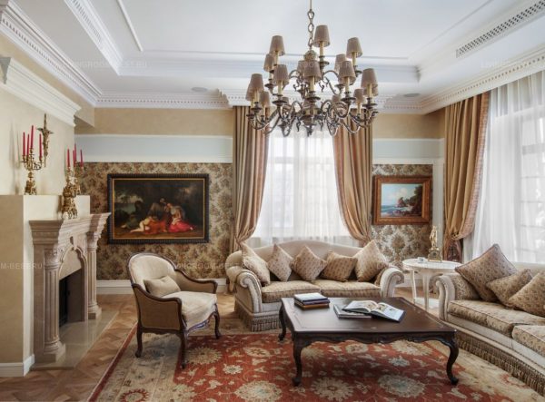 Мебель в интерьер гостиной в классическом стиле
