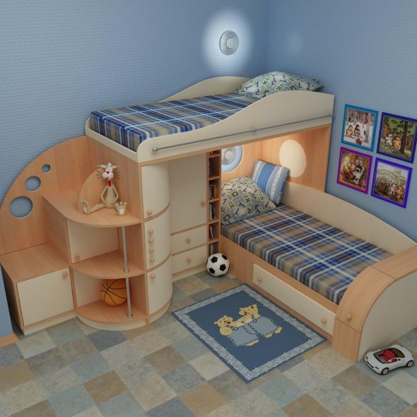 Двуспальная кровать для двух детей
