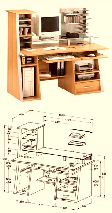 чертеж компьютерного стола