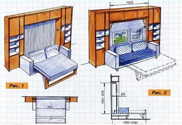Схема шкафа-кровати 
