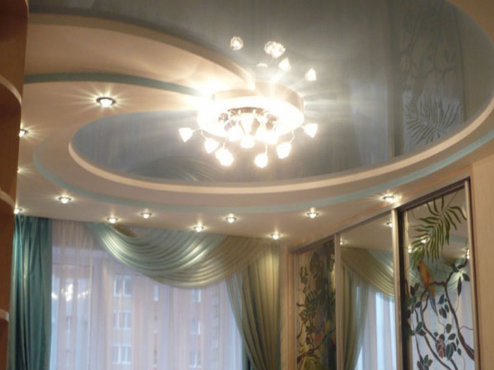 Потолки из гипсокартона для гостиной фото