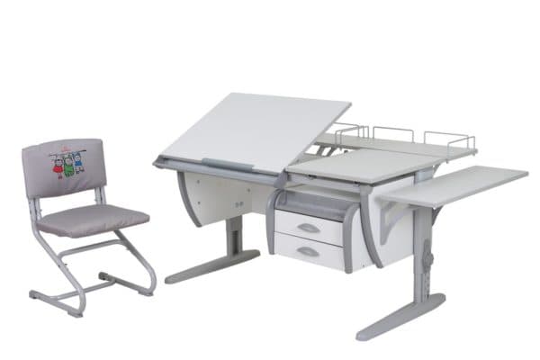 серый стол трансформер со стулом