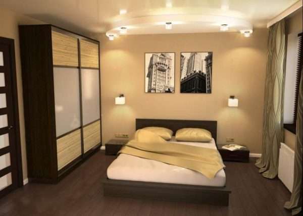 Дизайн спальни 13 кв м в бежевых тонах