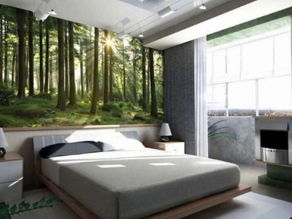 Фотообои "Зеленый лес" для спальни