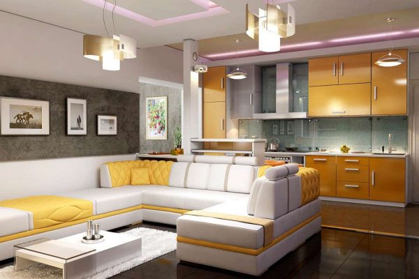 Дизайн кухни гостиной 30 кв м - фото дизайнов интерьера