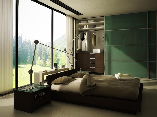 Шкаф в дизайне которого имеется сплошной зеленый цвет, идеален в данном помещении 