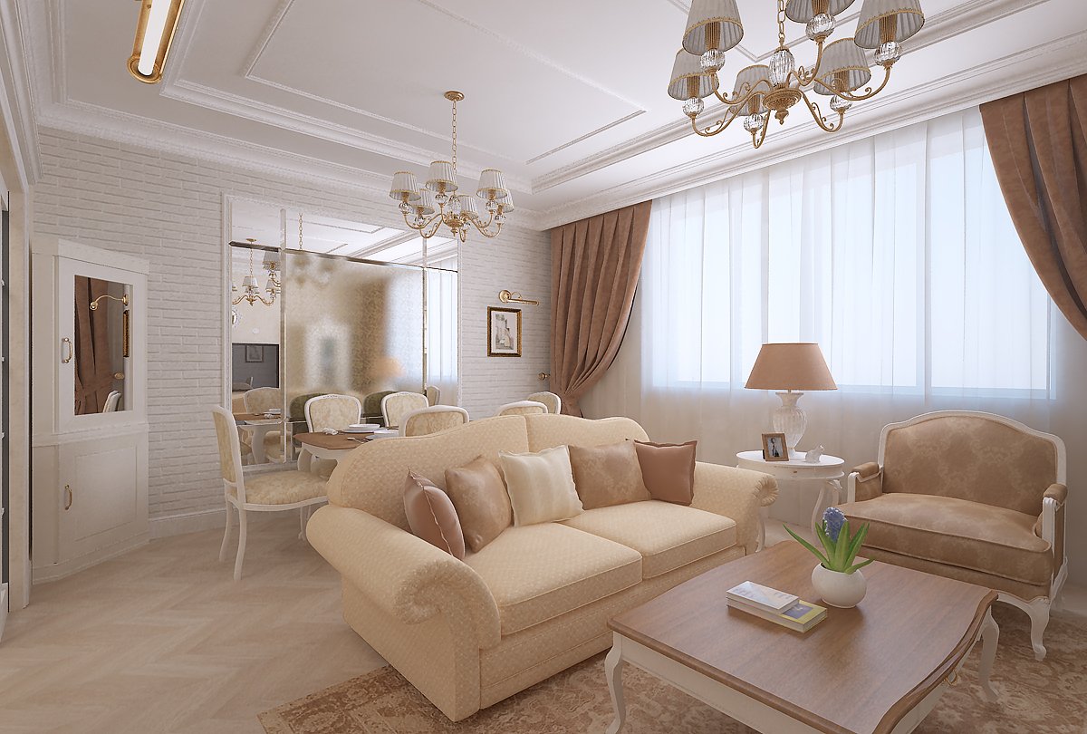 мягкая мебель в гостиной в классическом стиле
