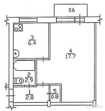 Планировка однокомнатной квартиры - хрущевки 