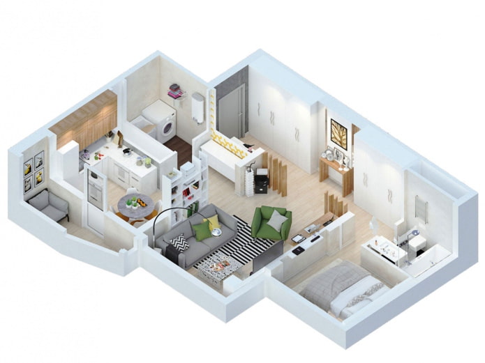 Дизайн двухкомнатной квартиры 58 кв м