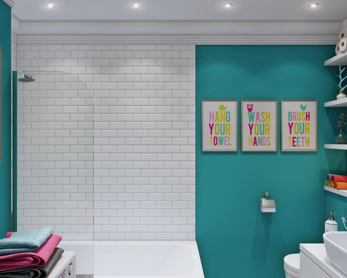 ванная комната в дизайне интерьера маленькой квартиры-студии 24 кв. м.