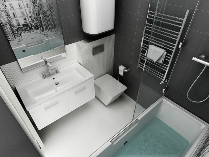 ванная в дизайне однокомнатной квартиры 45 кв. м.
