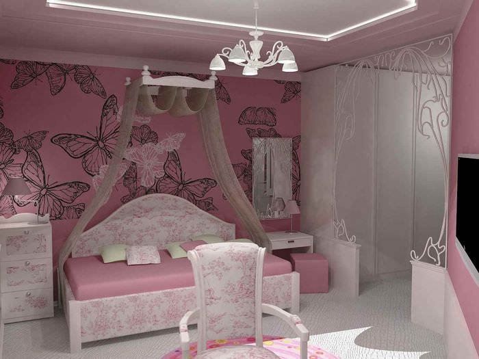 пример яркого стиля детской комнаты для девочки