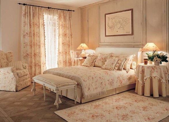 фото Интерьер спальни в стиле прованс - теплые тона