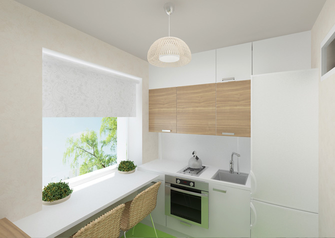 Дизайн маленькой кухни 4 кв м: фото с холодильником