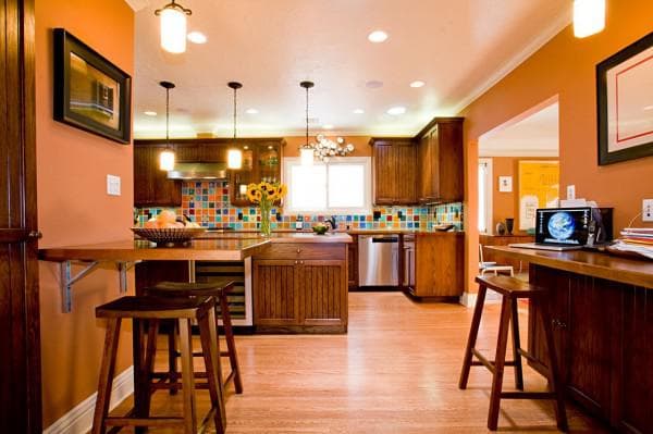 сочетание цветов в интерьере кухни: оранжевая кухня
