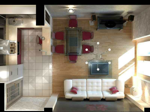 Дизайн кухни гостиной 20 кв м - фото с зонированием