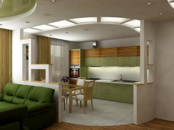 Дизайн кухни гостиной 25 кв м - фото с зонированием