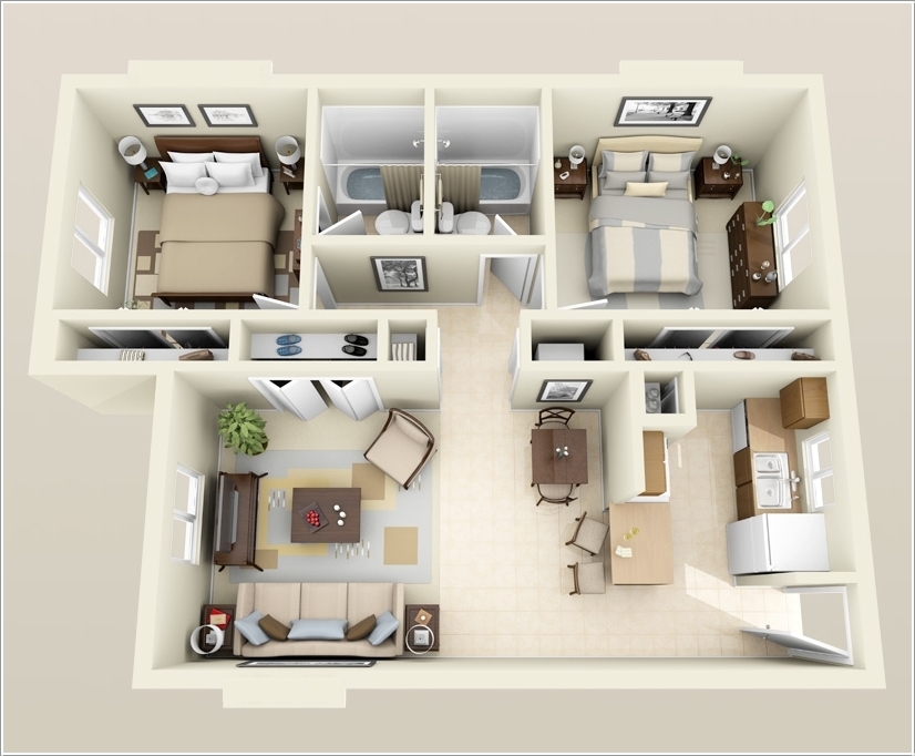 Планировка квартиры с двумя спальнями. Фото 5