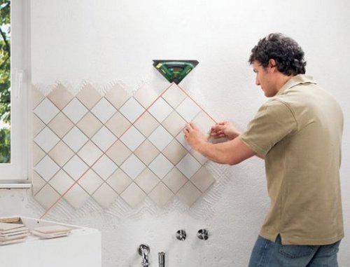 Раскладки плитки по диагонали на кухне