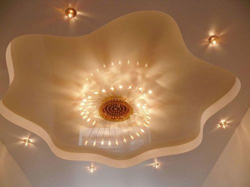 Потолки из гипсокартона фото в зал: двухуровневые подвесные потолки, красивый дизайн с подсветкой, натяжной