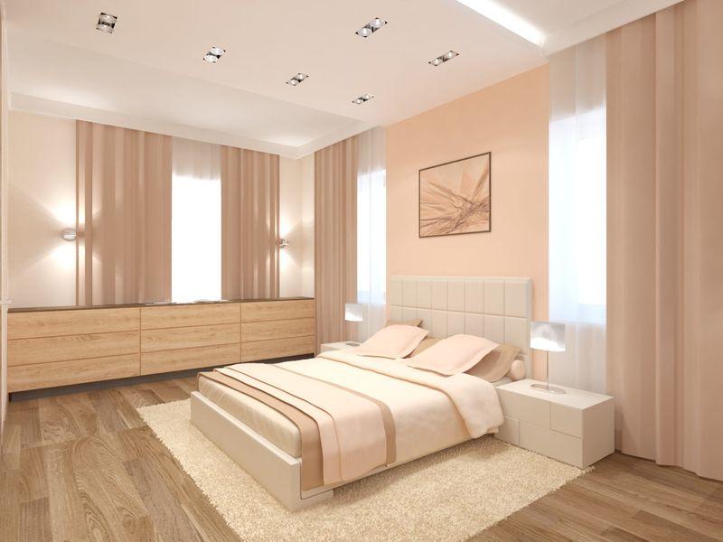 Спальня - это место для отдыха, поэтому оформлять ее нужно в теплых пастельных тонах