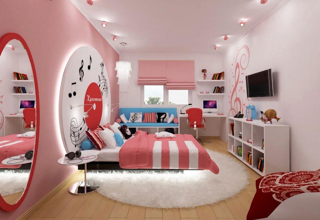 При оформлении комнаты для девочки 12 лет лучше отдать предпочтение бежевым и розовым оттенкам