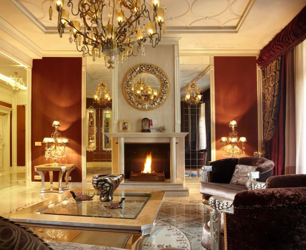 В интерьере гостиной в классическом стиле преобладают спокойные тона, а также ценится качество используемых материалов