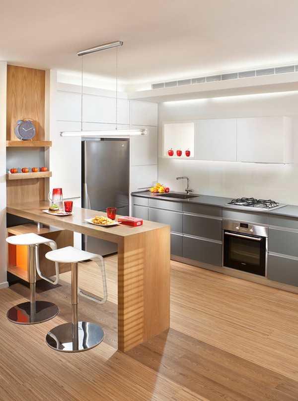 Если правильно выбрать барную стройку для кухни, то вы сможете сэкономить очень много места: это очень актуально для комнат небольших размеров