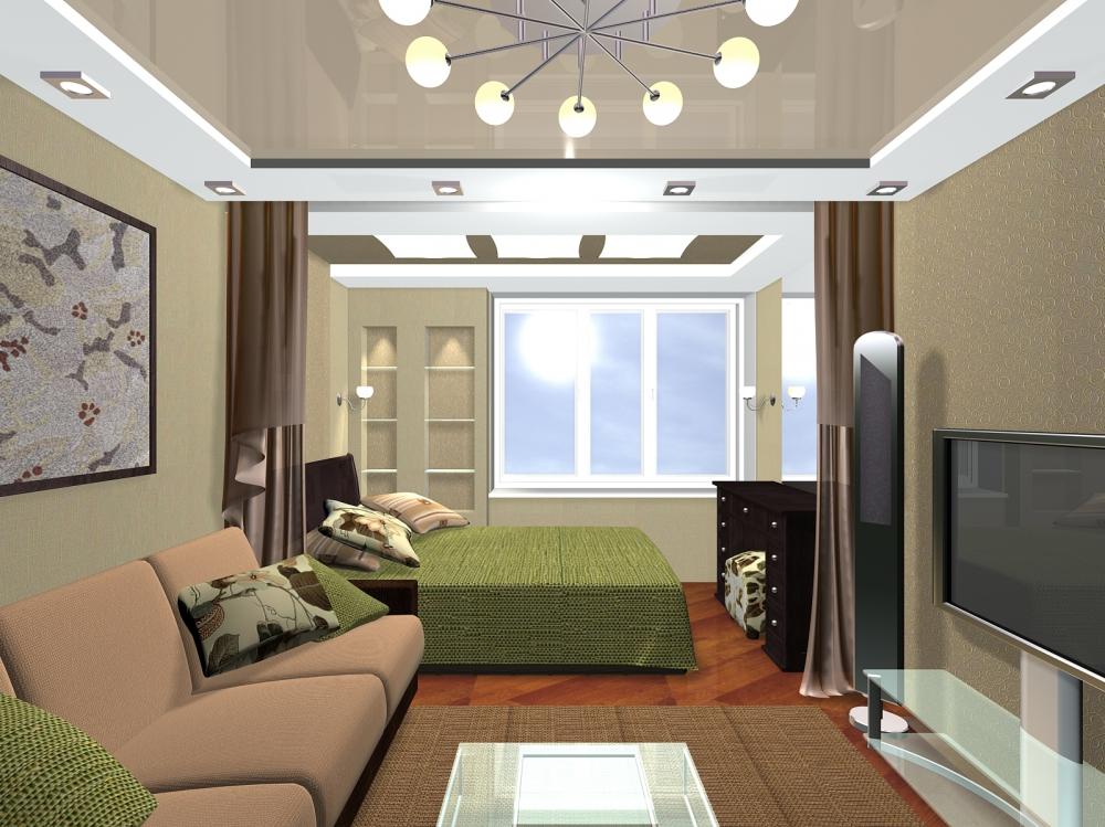 Маленькую комнату можно с легкостью зонировать при помощи красивых штор