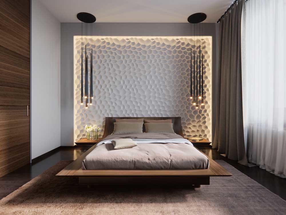 Главное отличие современных спален - это наличие свободного пространства и минимум вещей