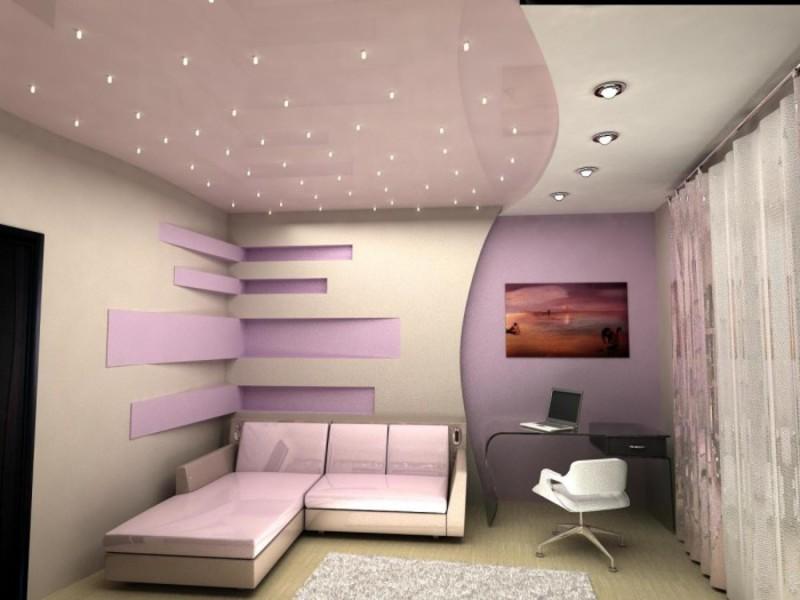 Подчеркнуть дизайн комнаты и сделать его более выразительным можно при помощи гипсокартонного потолка с подсветкой