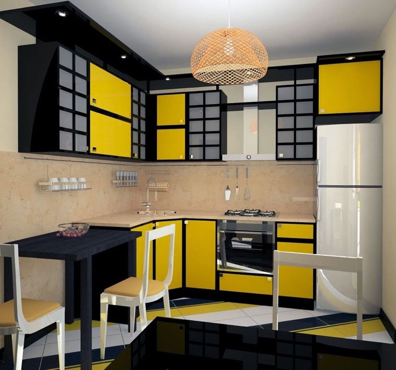 Желто черная кухня