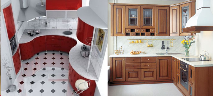 С помощью угловых кухонных гарнитуров можно небольшое помещение сделать максимально функциональным и комфортным