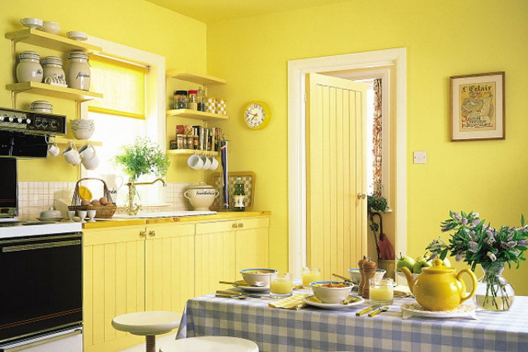 Стены на кухне можно окрасить в любые цвета.