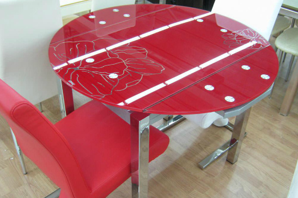 Круглый стеклянный стол-трансформер