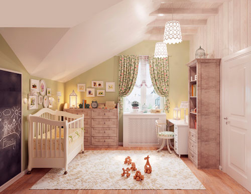 детская комната для малыша на мансарде