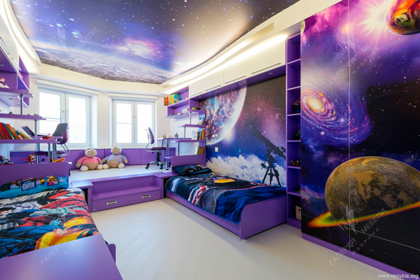 дизайн детской комнаты в стиле космос 3
