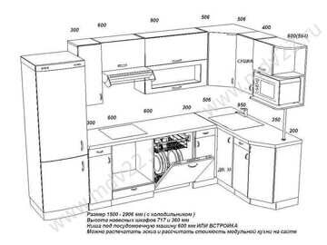 Модульная кухня для 3-комнатной квартиры 121серии. Размер 2306 мм - 1500 мм