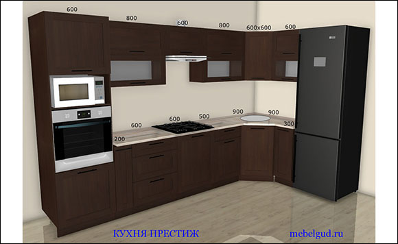 Дизайн-проект кухни Престиж 3400х1200