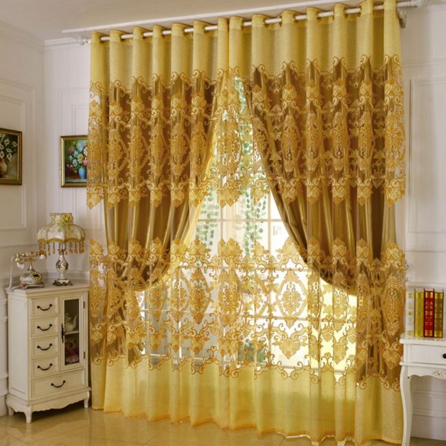 Home-font-b-Curtains-b-font-For-Windows-Burnout-Tulle-Decoration-font-b-Yellow-b-font