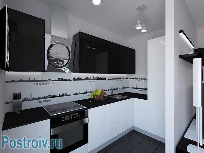 Черно белая кухня в современном стиле