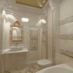 Зеркало в классическом стиле в ванной комнате. Фото