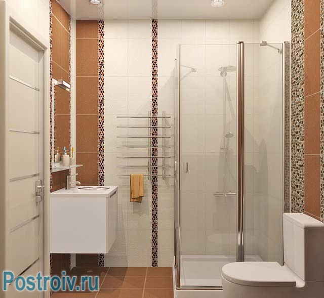 Дизайн ванной с квадратной душевой кабиной. Фото