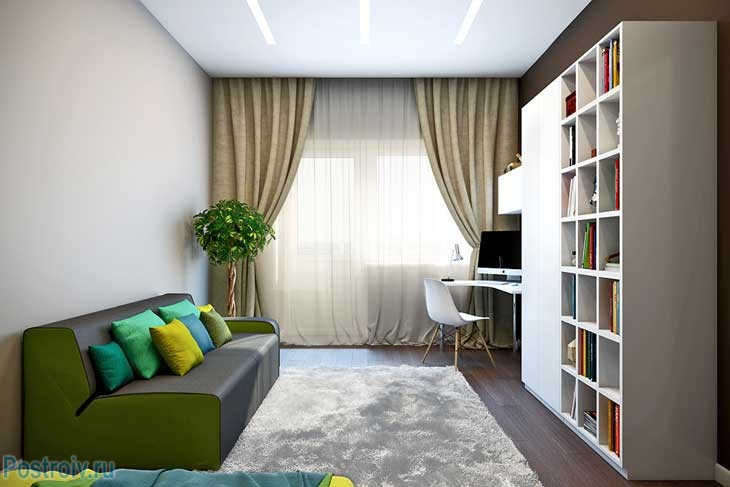 Дизайн комнаты 15, 16, 17, кв.м. в светлых тонах - Фото