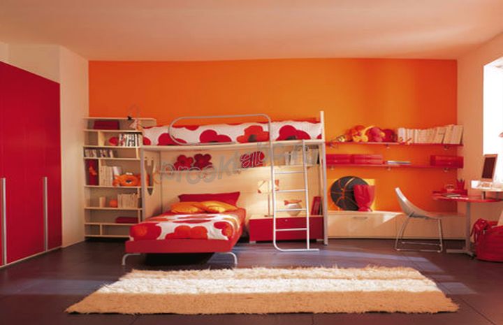оранжевый дизайн комнат для девочек подростков