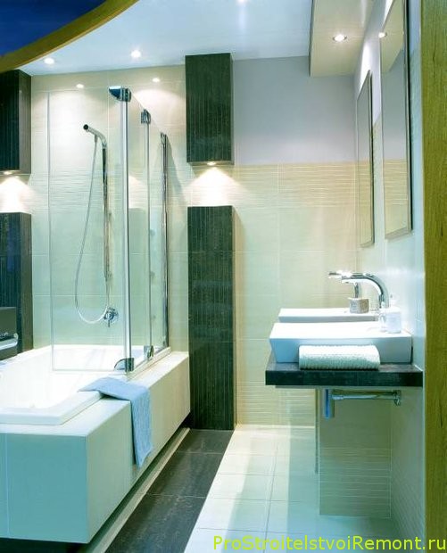 Стильный дизайн ванной комнаты с душевой кабиной фото