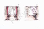 Два варианта оформления окна в бане, 1- портьеры в мелкую розу стаченные с онотонной тканью на подхв