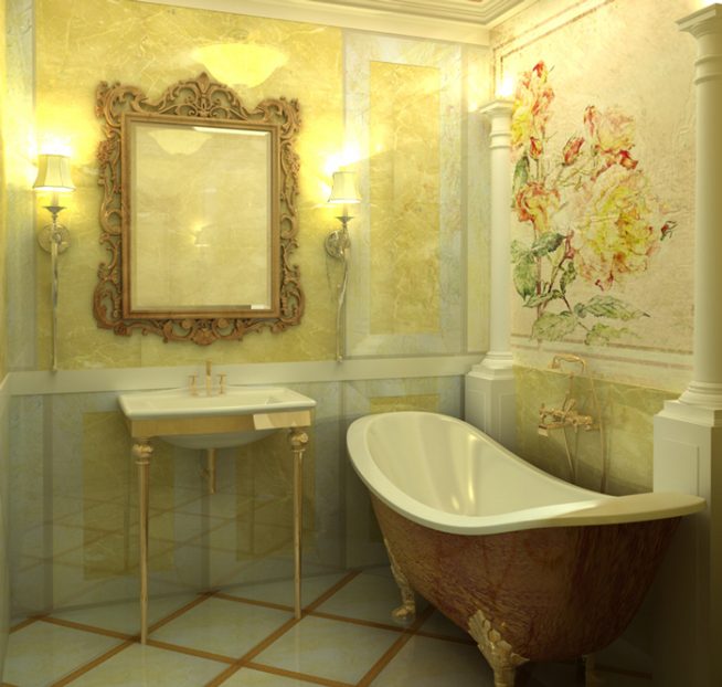 Античный стиль в ванной комнате в квартире