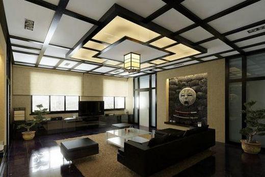 Двухуровневый натяжной потолок в японском стиле
